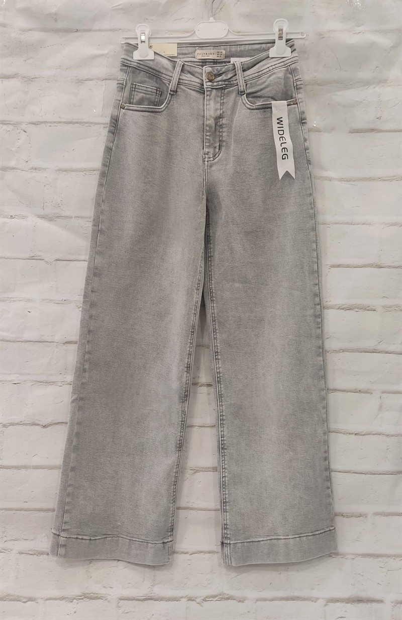 Vaquero gris claro wideleg