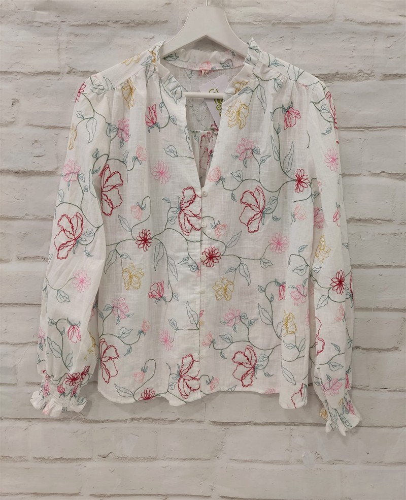 Blusa flores colores bordadas