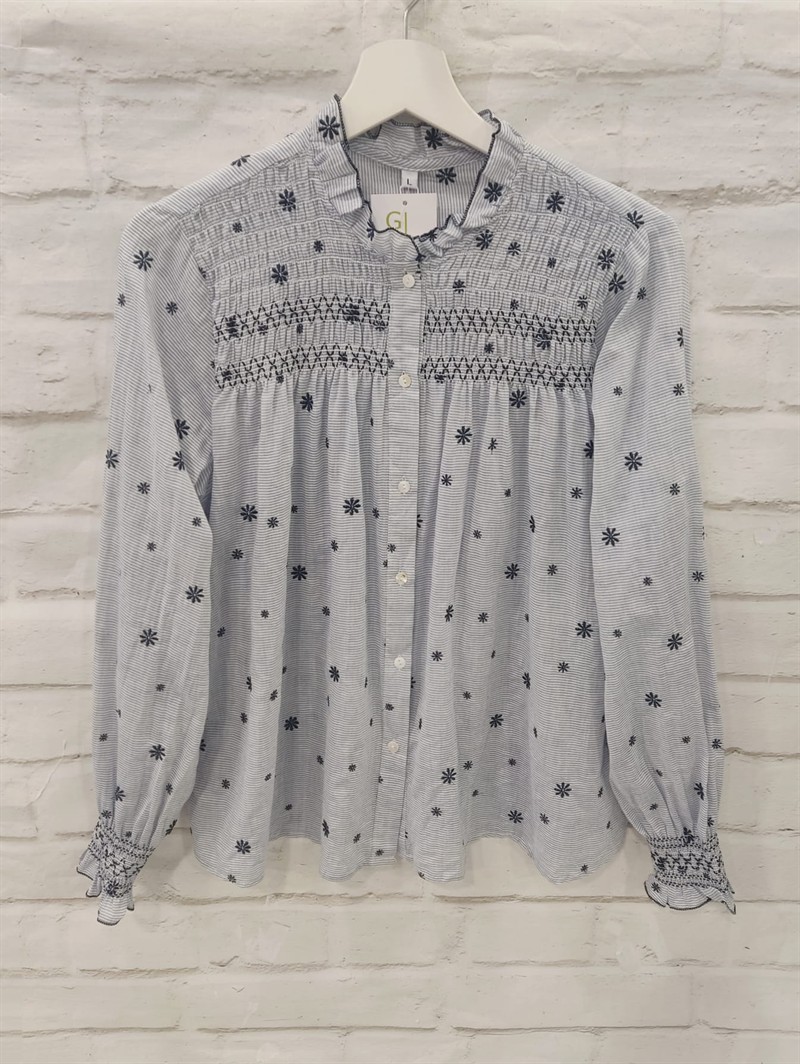 Blusa navy flor bordada