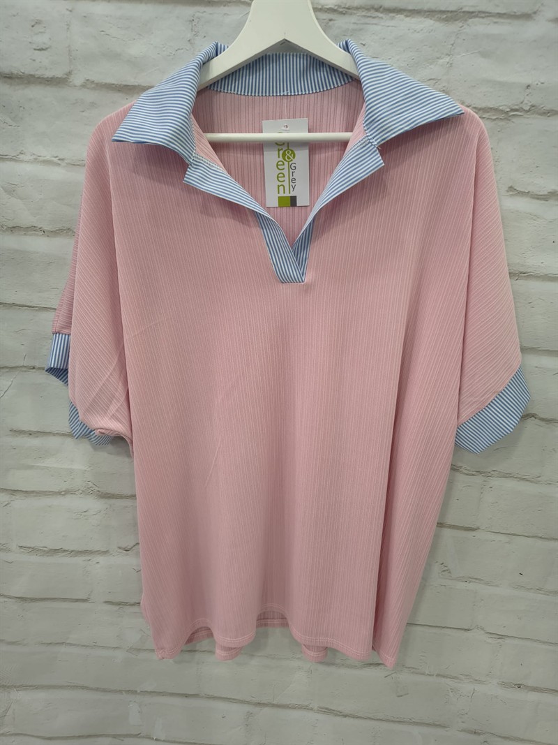Camiseta cuello camisa rayas