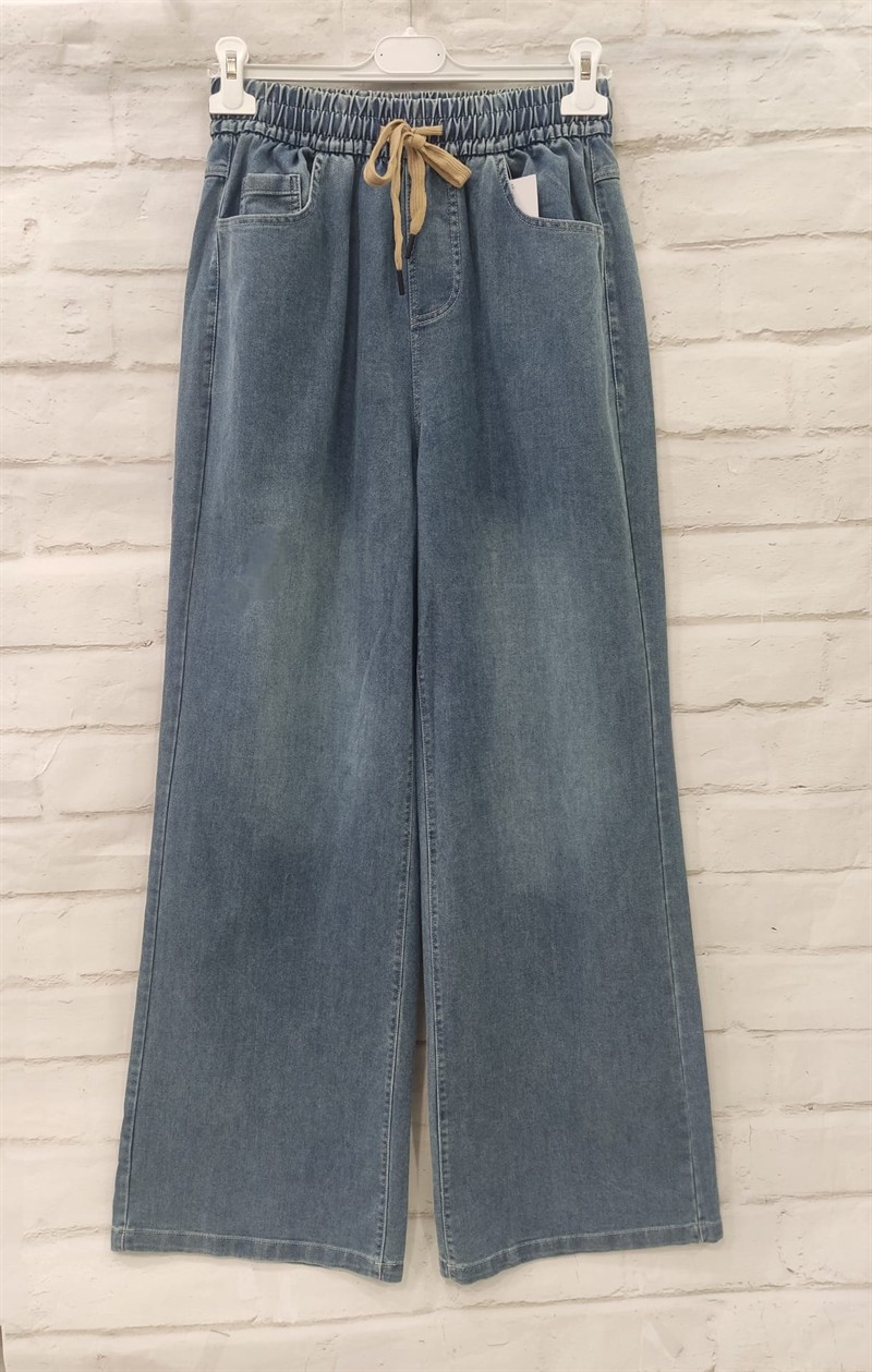 Pantalón ancho denim goma
