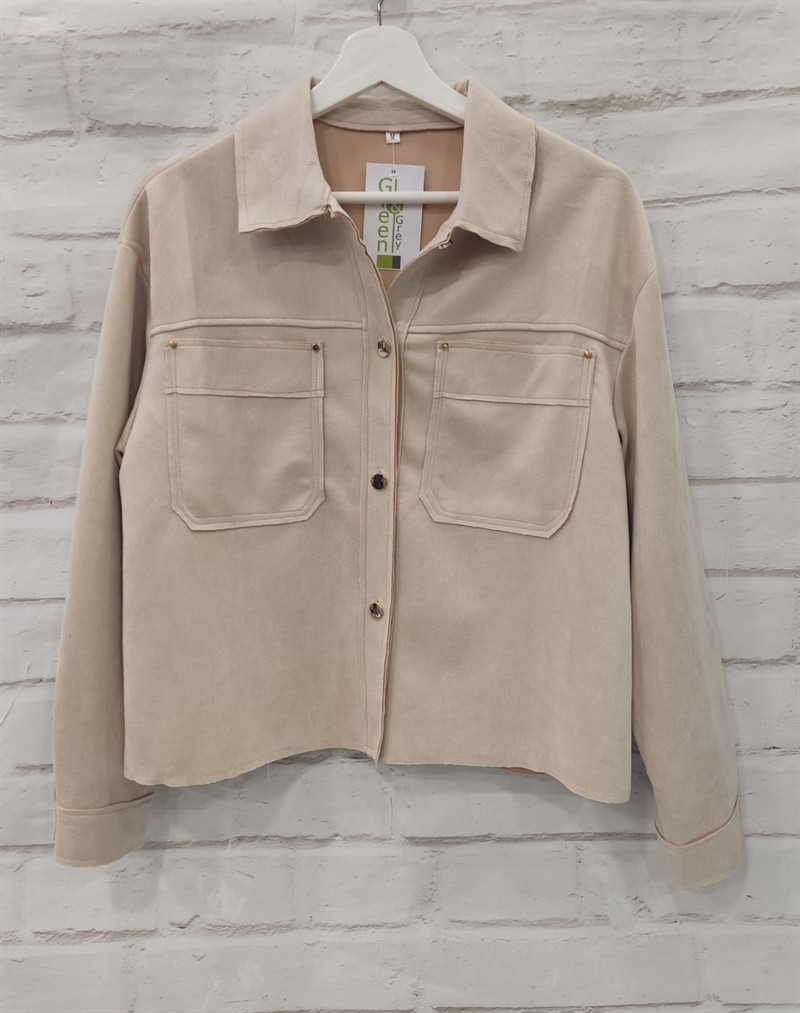 Chaqueta antelina bolsillos frontales