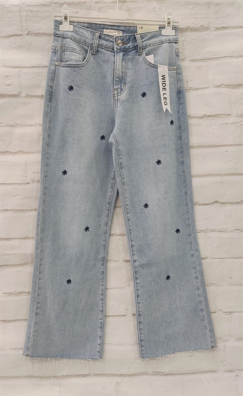 Vaquero culotte flores azules