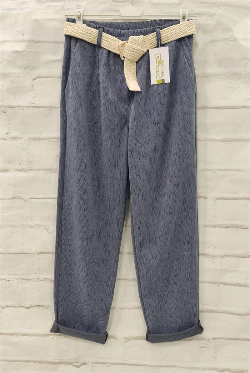 Pantalon punto tipo chino con cinturón