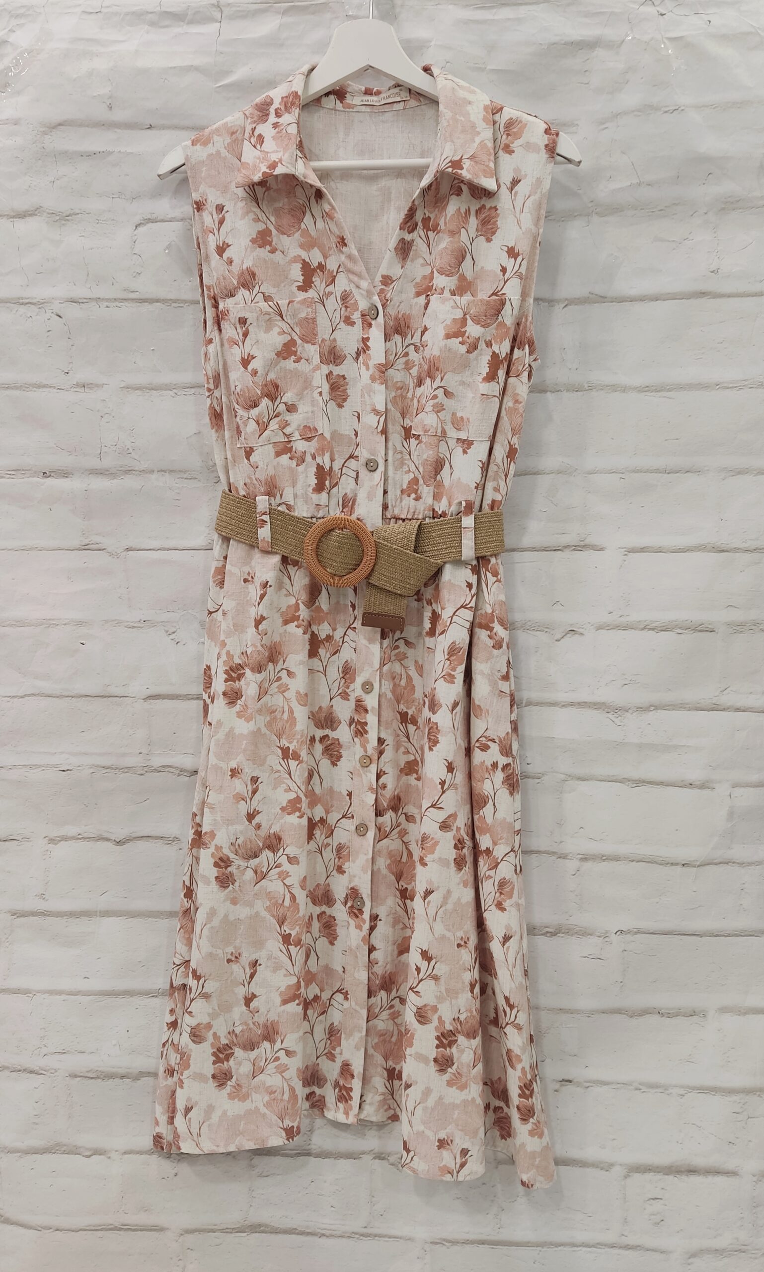 Vestido midi flores con cinturon
