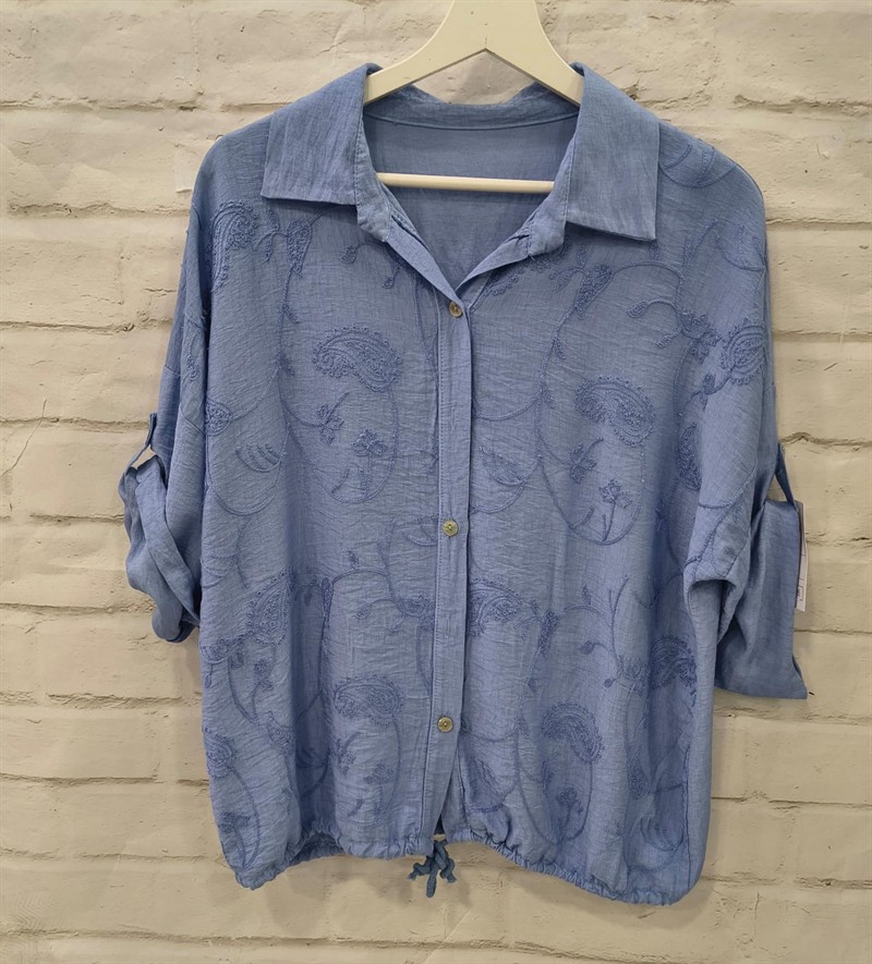 Camisa bordada cachemir unicolor