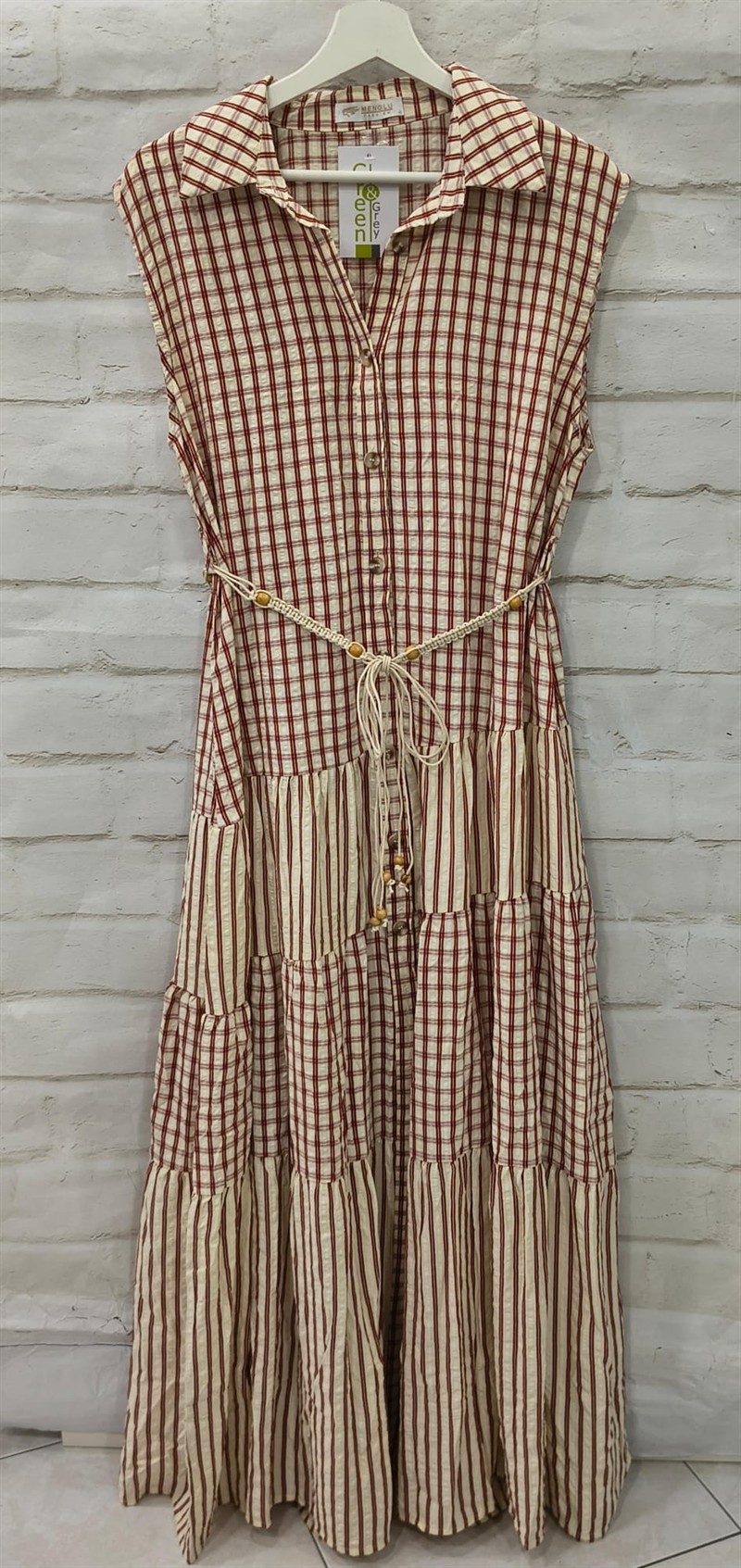 Vestido camisero largo con cinturón