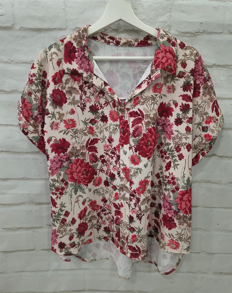 Camisa tostada floreada